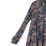 Nasty Gal NWT Floral Print Tiered Mini Dress Long Sleeve V Neck Navy Pink Photo 2