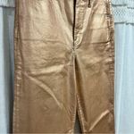 EXPRESS  Ladies Rose Gold High Waisted Metallic Coated Modern Straight Jeans NWT Photo 5