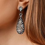 Amrita Singh  Austrian Crystal Jet Black Crystal Earrings Photo 4