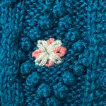 Michael Richards Wo Size Small Vintage Teal Knit Sweater with Floral Embroidery Photo 3