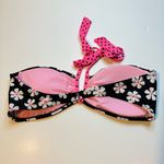 SO  Kohls Swim Bikini Set Bandeau XL black white Polka Dots Stripes Daisy M Photo 2