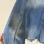 Free People  Moonchild Embroidered Distressed Shirt Jean Jacket Photo 8