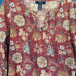 CHAPS  Denim Floral Print Top‎ Women's Small Petite 3/4 Sleeve Blouse Photo 3