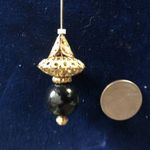 Vintage Stick Pins Hat Scarf Pins Pearl Gold Filagree Black Bead 6" Bundle Lot 2 White Photo 14