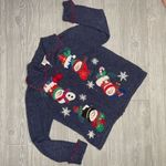 Tiara International Vintage  snowman Christmas sweater cardigan beaded zip up siz Photo 0