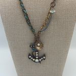 Betsey Johnson Blue Anchor Charm Y2K Necklace Rhinestone Nautical Photo 2