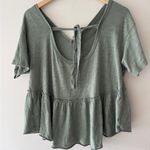 American Eagle Sage Green Oversized Flowy Blouse Photo 3