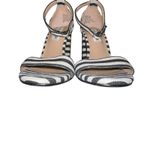 Steve Madden Carsson Striped Black White Ankle Strap Block Heel Women Size 6 Photo 2