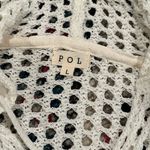 POL SUNSET CROCHET BOHO HOODIE WHITE SWEATER Knit Orange STRIPED SLEEVES SIZE L Photo 11