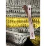 Free People Links Oversized Chunky Knit Sweater Grey Yellow Stripe Size Medium Photo 3