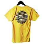 Santa Cruz  Skateboards Logo T Shirt Womens Yellow S Small Checkered Graphic Tee Photo 2