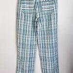 NWOT Sundance Women's Gigi Pants Green/White Plaid Cotton Straight Leg Pockets S Blue Photo 3