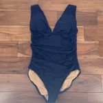 J.Crew Navy Ruched V Neck One Piece Swimsuit Size L Blue Size L Photo 1