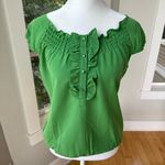 Banana Republic Factory Emerald Kelly Green Ruffle Front Blouse Top Size XS Photo 6