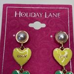 Macy's Holiday Lane Women’s Gold-Tone Imitation Pearl & Valentine Heart Drop Earrings Photo 3