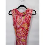 CHAPS  Faux Wrap Dress Womens XL Red Vibrant Paisley Print Polyester Belt‎ Photo 5