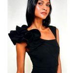 LuLus Lucette Black Sleeveless Ruffled Mermaid Gown XS Photo 4