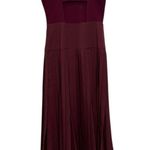 La Ligne Zelda Pleated Blend Open Back Midi Dress Burgundy Size 2 Red Photo 11