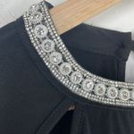 Moa Moa  Black Rhinestone Neckline Blouse Cutout Neckline Glam Goth 3/4 Sleeve 1X Photo 4