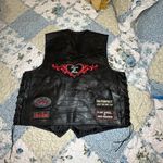 Women's Diamond Plate Black Leather Biker Vest with Patches Sz Large Photo 10