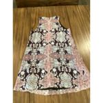 Lavender Brown  Sonna Sleeveless Silk key hole paisley Printed shift mini Dress S Photo 9