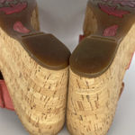Born Womens 8 Shoes Wedge Platform Sandals Red Leather Cork Heel Buckle Boho Photo 9