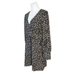 Lulus Floral Prairie Long Sleeve Mini Faux Wrap Dress XL Black Girly Danty NWT Photo 1