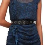 New! AllSaints Hali Tamora Dress Royal Blue Snakeskin Animal Print ruched,‎ 6 Photo 0