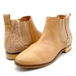 Toms Ella Chelsea Boots Skip On Booties in Honey Leather Faux Shearling Size 9.5 Photo 2