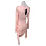 LIONESS NEW  Glory Blush Pink Long Sleeve Ruched Boat Neck Mini Bodycon Dress XS Photo 4