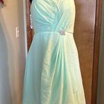NWOT mint green sleeveless formal dress with sheer jacket rhinestone brooch 14 Photo 1