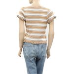 Free People NWT  Garner Tee Shirt Top Striped Ruffle Short Sleeve Size Small Photo 6