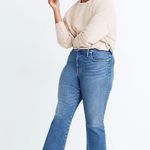 Madewell NWT Cali Denim-Boot Raw Hem Mid Wash Cropped Mini Flair Jeans Size 33 Photo 7