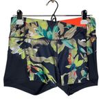 Avia  Floral Athletic Spandex Workout Biker Shorts Medium Gray Orange Tropical Photo 0