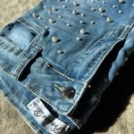 Pearl Beaded Raw Hem Wash Denim Shorts! Blue Size M Photo 2