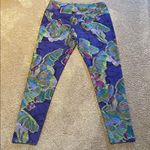 Soft Surroundings  Leggings Purple Lime Green Tropical Floral Size SMALL Photo 8