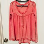 We The Free  Coral Waffle Henley Tunic Top Small Photo 0