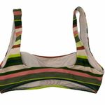 Aerie  Striped Bikini Top Scoop Neck Green Pink Striped Womens Small Photo 1