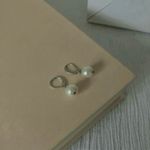 Pearl Drop Dangle Silver Tone Earrings Vintage “Petra” White Flip Back Feminine Minimalist Photo 2