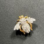 Joan Rivers  bee pin brooch gold tone green eyes rhinestones Photo 5