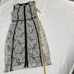 Calvin Klein  Women's White / Black Floral Lace Faux Leather Sheath Dress Sz 2 Photo 5