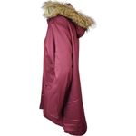 Denim & Co . Zip Front Twill Jacket Faux Fur Trimmed Hood Wine Medium NWOT Photo 5