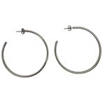 Silver Tone Hoop Earrings Large Thin Lightweight Minimalist Jewelry Pierced Ears Photo 6
