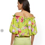 New York & Company Bright Green Floral Off Photo 1