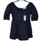 Tuckernuck Women Top Ribbed Nealy Corset Puff Sleeve Peplum Blouse Black XS NWT Photo 0