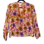 Raga Anthropologie Floral Long Sleeve V-Neck Blouse SMALL Photo 1