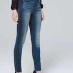 White House | Black Market WHBM HR Beaded Tuxedo Stripe Skinny Ankle SZ 2 Medium Wash Jeans Photo 1
