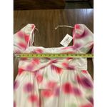Revolve Amur marlowe long sleeve mini babydoll dress ivory pink watercolor 8 NWT White Photo 5