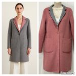 Ecru  Wool Reversible Coat Small Gray Pink Collar Chic Minimalist Winter Classic Photo 1