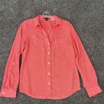 Outback Red Women's Coral/Red Polka Dot Roll Tab Sleeve Button Down Shirt Size S Photo 1